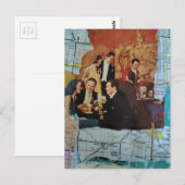 Retro-Party Mixed Media Collage Postkarte (Vorne/Hinten)
