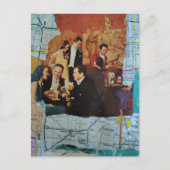 Retro-Party Mixed Media Collage Postkarte (Vorderseite)