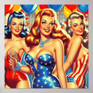 Retro-Party-Pin-ups Poster