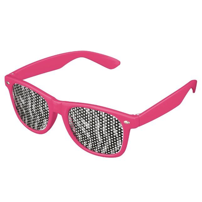 Retro Party Shades Pink Zebra Sonnenbrille (Schrägansicht)