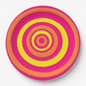 Retro-Party-Teller mit orangefarbenem, rosafarbene Pappteller (Vorderseite)