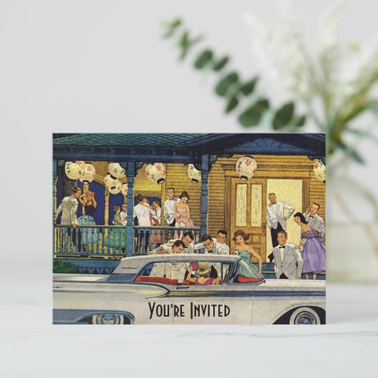 Retro Party Time V2 Einladung (Stehend Vorderseite)