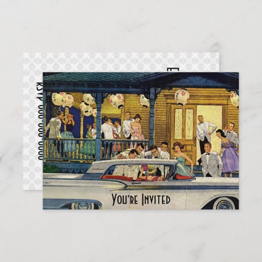 Retro Party Time V2 Einladung (Vorne/Hinten)