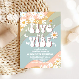 Retro Pastel 5th Birthday Invitation Einladung