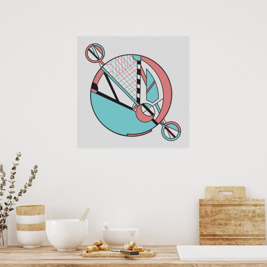 Retro Pastel Art Deco Geometrisches Moon Design Poster (Küche)