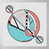 Retro Pastel Art Deco Geometrisches Moon Design Poster (Vorne)
