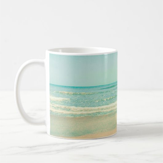 Retro Pastel Beach, Hintergrund, Sommer, Vintag, Kaffeetasse (Links)
