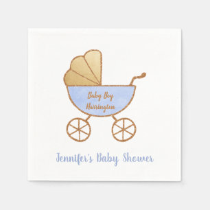 Retro Pastel Blue Carriage Baby Boy Dusche Serviette