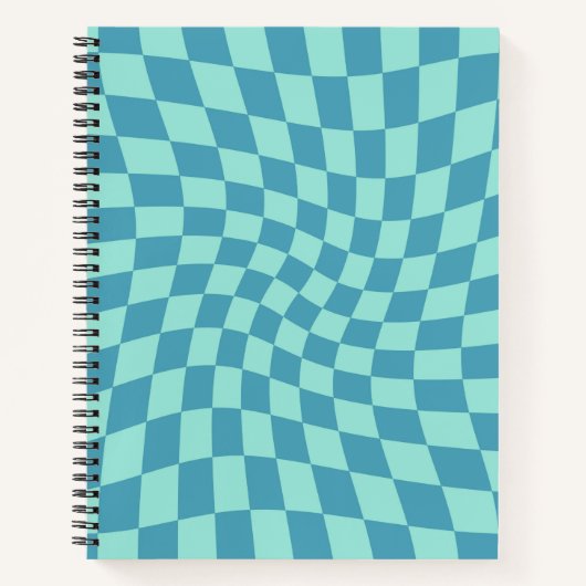 Retro Pastel Blue Karos verschleiert Notizblock (Vorderseite)