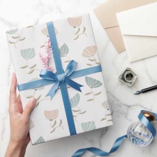 Retro Pastel-Blume Geschenkpapier (Schenken)