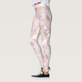 Retro Pastel Blush Pink Violet Mosaik Art Muster Leggings