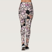 Retro Pastel Blush Pink Violet Mosaik Art Muster Leggings (Rückseite)