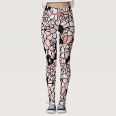 Retro Pastel Blush Pink Violet Mosaik Art Muster Leggings (Vorderseite)