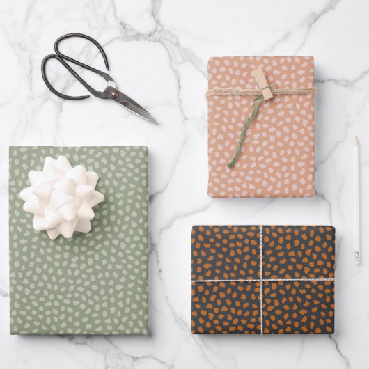 Retro pastel boho wrapping paper for Christmas Geschenkpapier Set (Vorderseite)