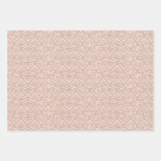 Retro pastel boho wrapping paper with sea shells geschenkpapier set (Vorderseite 3)