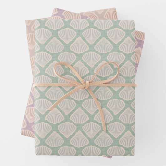 Retro pastel boho wrapping paper with sea shells geschenkpapier set (Beispiel)