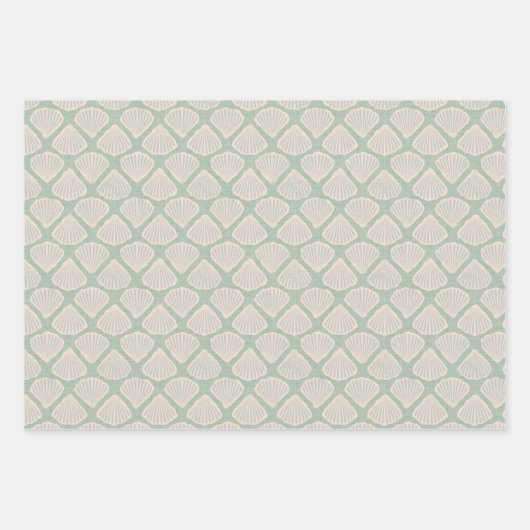 Retro pastel boho wrapping paper with sea shells geschenkpapier set (Vorderseite)