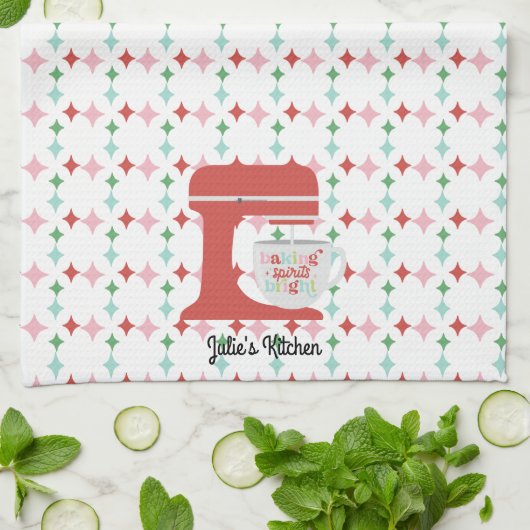 Retro Pastel Christmas | Backbriefe hell Geschirrtuch (Gefaltet)