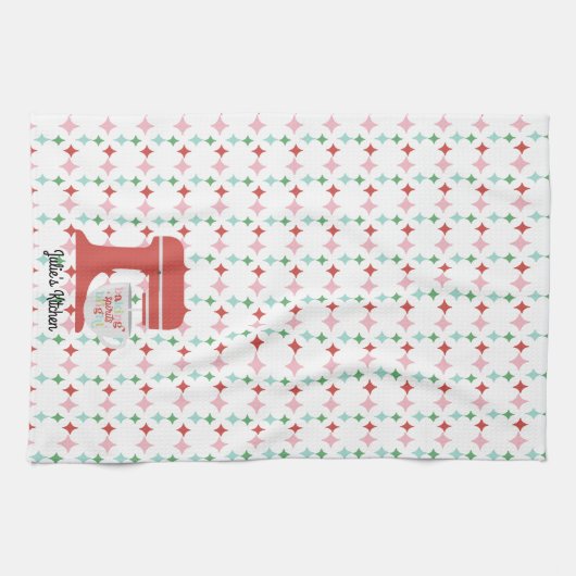 Retro Pastel Christmas | Backbriefe hell Geschirrtuch (Horizontal)