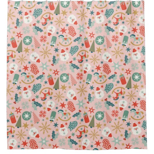Retro Pastel Christmas Duschvorhang (Vorderseite)