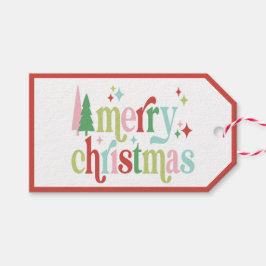 Retro Pastel Christmas | Frohe Weihnachten Geschenkanhänger