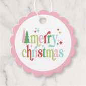 Retro Pastel Christmas | Frohe Weihnachten Geschenkanhänger (Vorderseite)