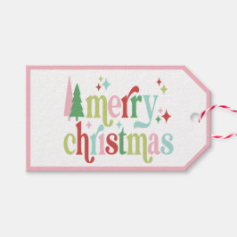 Retro Pastel Christmas | Frohe Weihnachten Geschenkanhänger