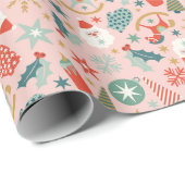 Retro Pastel Christmas Geschenkpapier (Rolleneckpunkt)