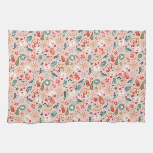 Retro Pastel Christmas Geschirrtuch (Horizontal)