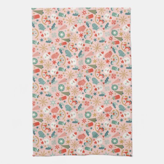Retro Pastel Christmas Geschirrtuch (Vertikal)
