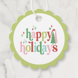 Retro Pastel Christmas | Happy Holidays Geschenkanhänger