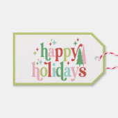 Retro Pastel Christmas | Happy Holidays Geschenkanhänger (Vorderseite (Horizontal))