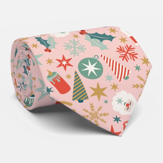 Retro Pastel Christmas Krawatte (Gerollt)