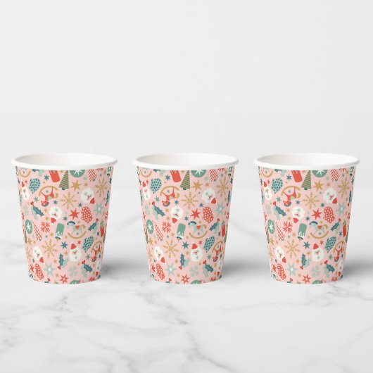 Retro Pastel Christmas Pappbecher (Multi)
