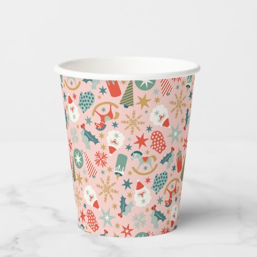 Retro Pastel Christmas Pappbecher (Vorderseite)