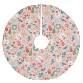 Retro Pastel Christmas Polyester Weihnachtsbaumdecke (Vorderseite)