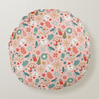 Retro Pastel Christmas Rundes Kissen