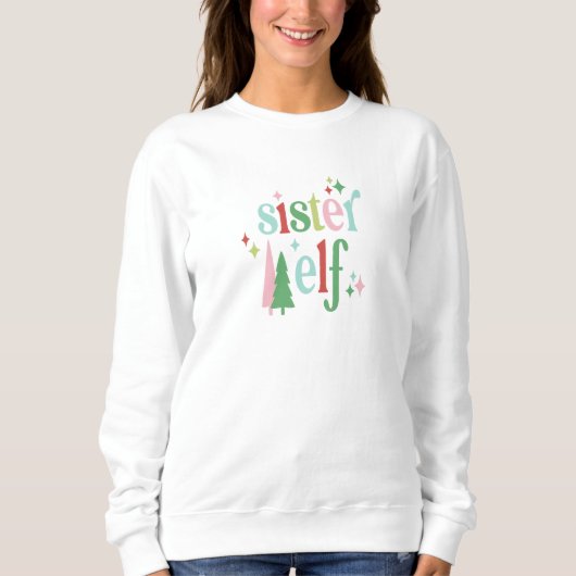 Retro Pastel Christmas | Sister Elf Sweatshirt (Vorderseite)