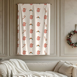 Retro Pastel Christmas Smile Emoticons Groovy 70th Fleecedecke