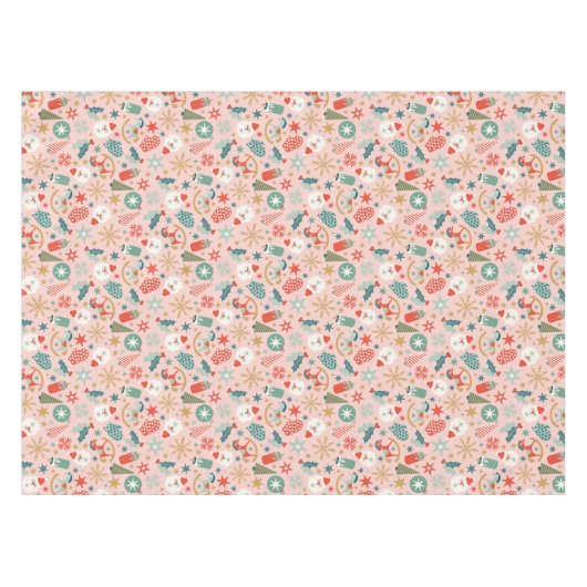 Retro Pastel Christmas Tischdecke (Vorderseite (Horizontal))