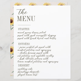 Retro Pastel Color Daisy Wedding Menu