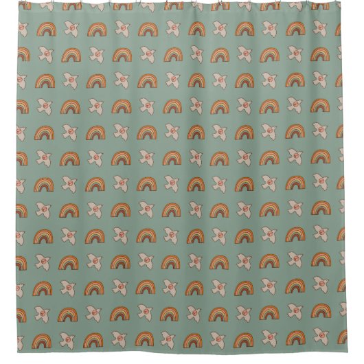 Retro Pastel Curtain 70s Groovy Earthy Vibes Duschvorhang (Vorderseite)