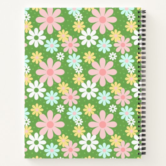 Retro Pastel Daisy Blume mit Punkten Notizblock (Rückseite)