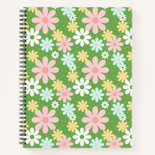 Retro Pastel Daisy Blume mit Punkten Notizblock
