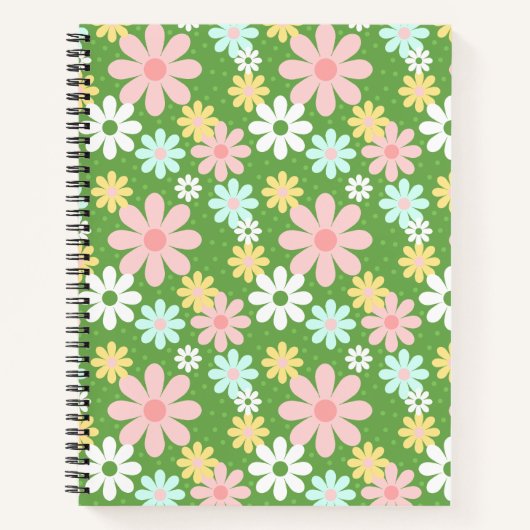 Retro Pastel Daisy Blume mit Punkten Notizblock (Vorderseite)