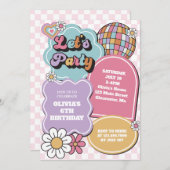 Retro Pastel Disco Ball and daisday Einladung (Vorne/Hinten)