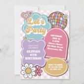 Retro Pastel Disco Ball and daisday Einladung (Vorderseite)