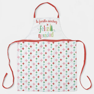 Retro Pastel Feliz Navidad   Familie Schürze