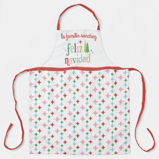 Retro Pastel Feliz Navidad | Familie Schürze