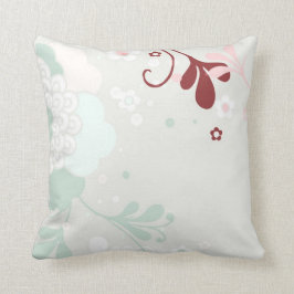 Retro Pastel Floral Design Grün und braun Kissen